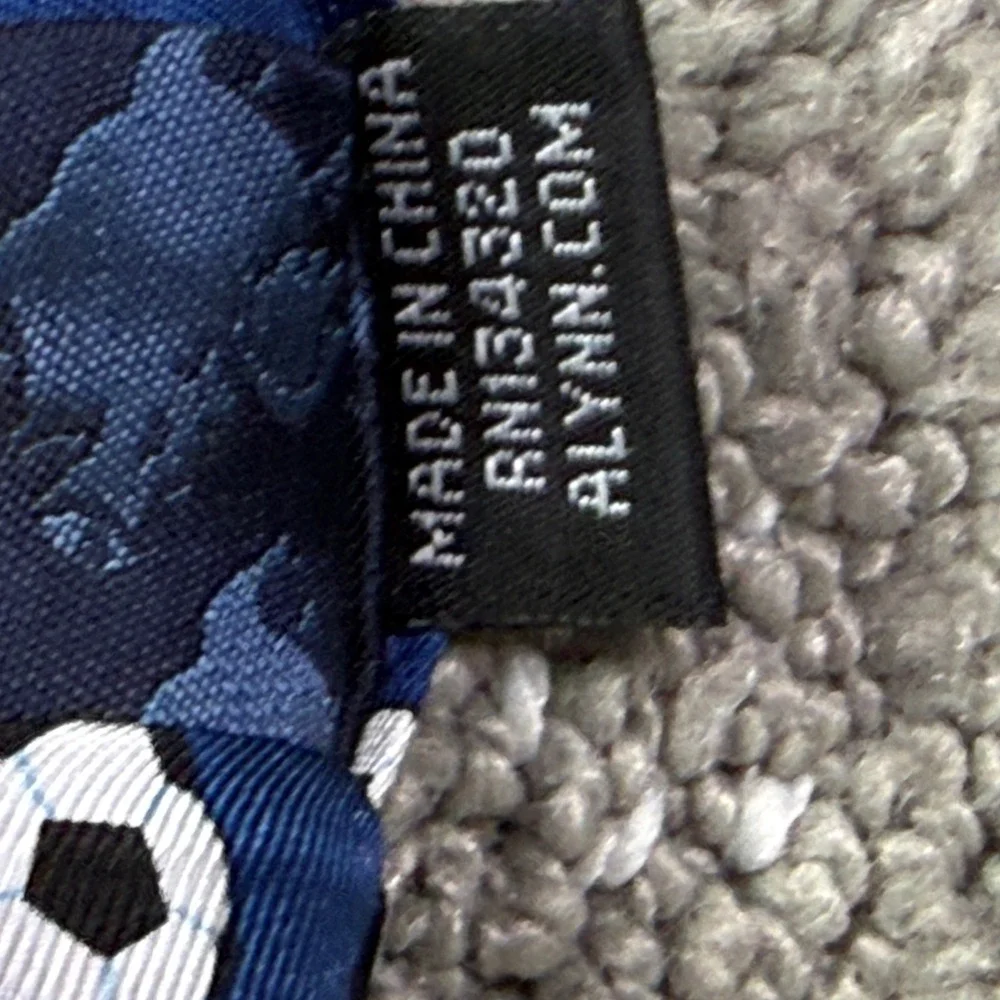 ALYNN Men's Silk Necktie Sport Preppy Novelty Football Soccer Tie Blue NWT